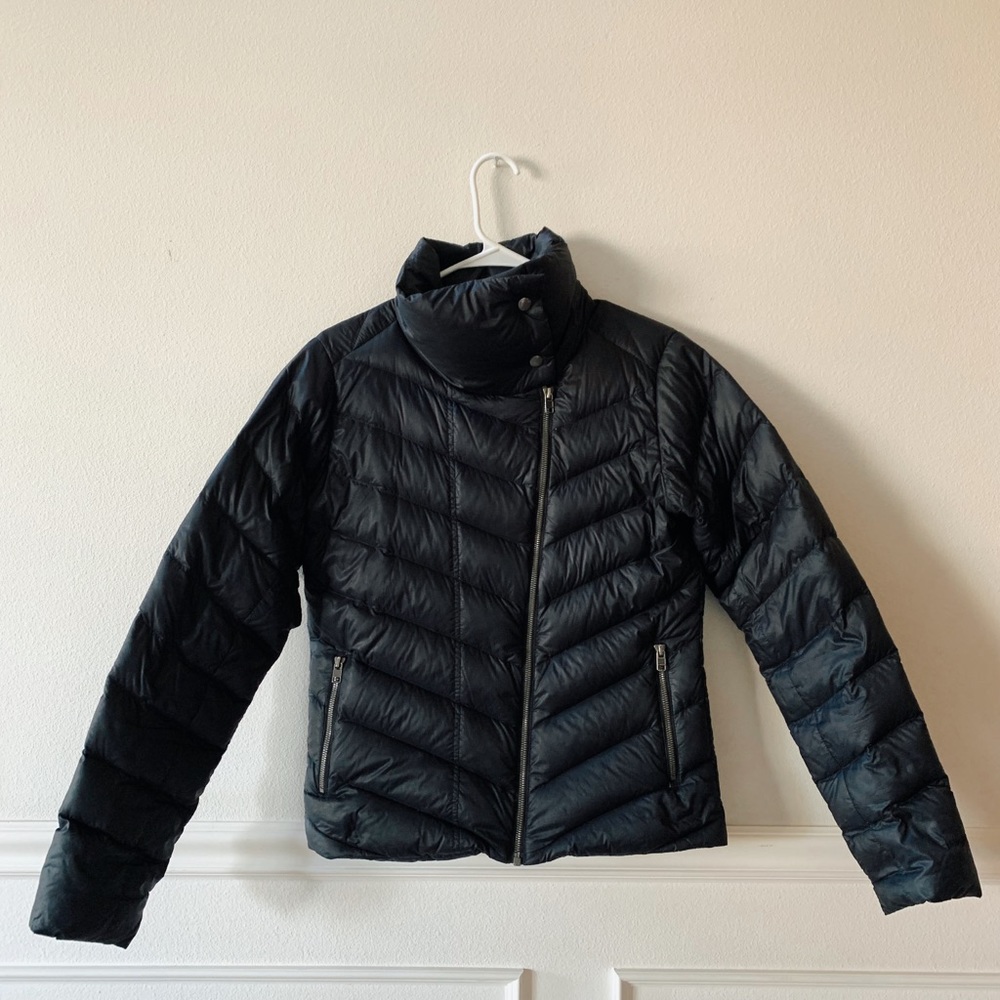 Patagonia Black Puffer Jacket with Asymmetrical Zipper- Women’s Size M